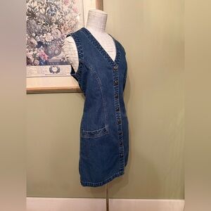 1990s Cotton Ginny button-down, sleeveless, V-neck denim mini dress